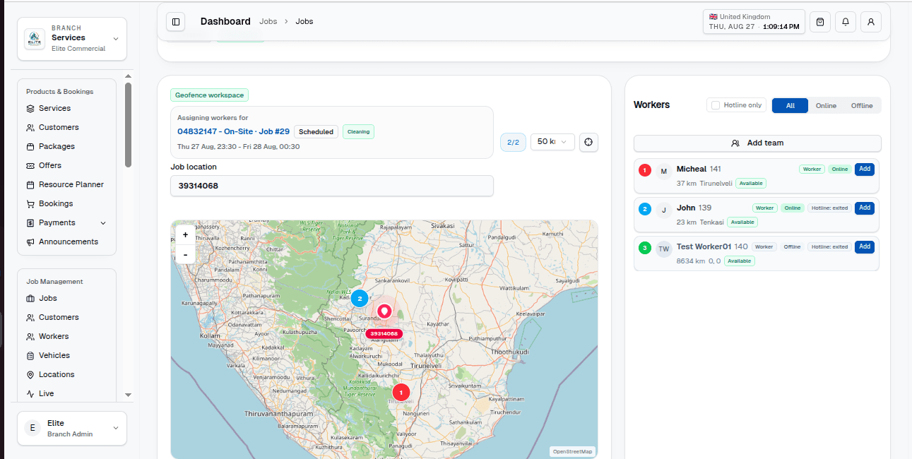 Assigning a FacilityPro job from the map